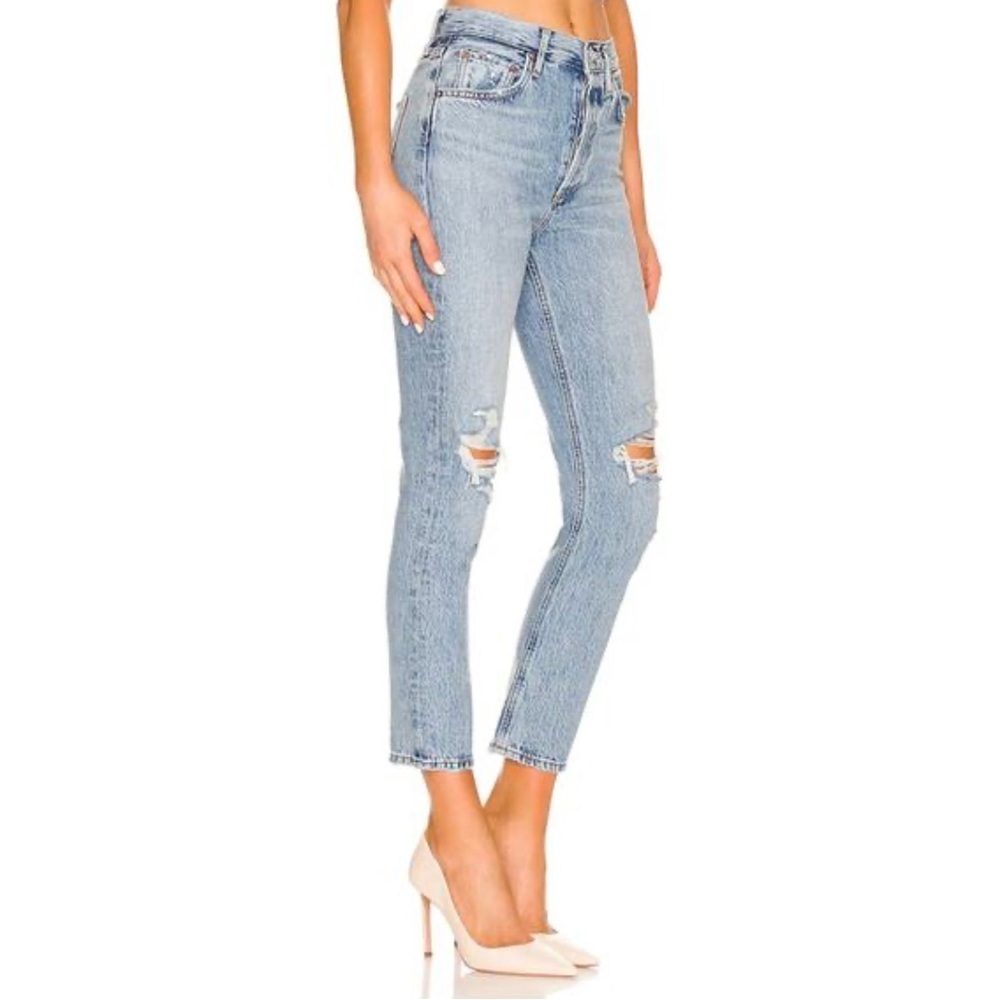 AGOLDE Riley High Rise Straight Crop Distressed Jeans - Picture 3 of 16